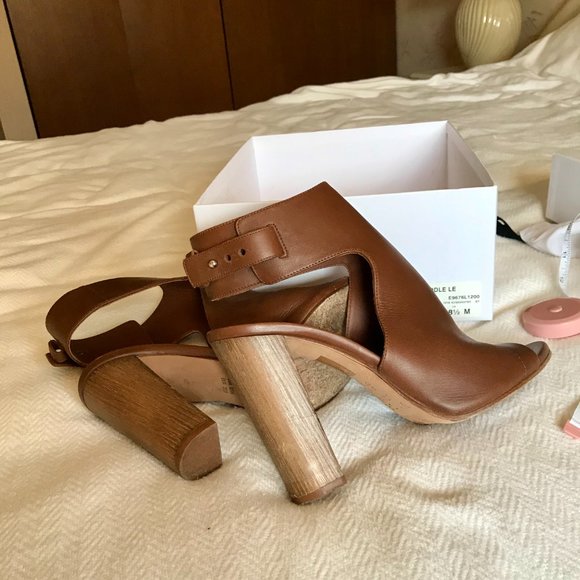 Addie Leather Open Toe Sandals In Saddle - Picture 12 of 13